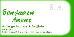 benjamin ament business card