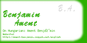benjamin ament business card